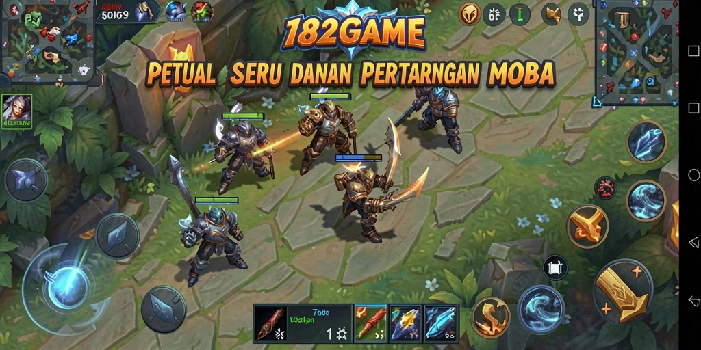 Screenshot gameplay MOBA 182GAME yang penuh aksi.