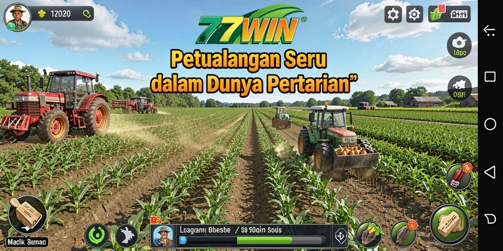 Gameplay 77WIN yang menunjukkan aktivitas pertanian yang seru.