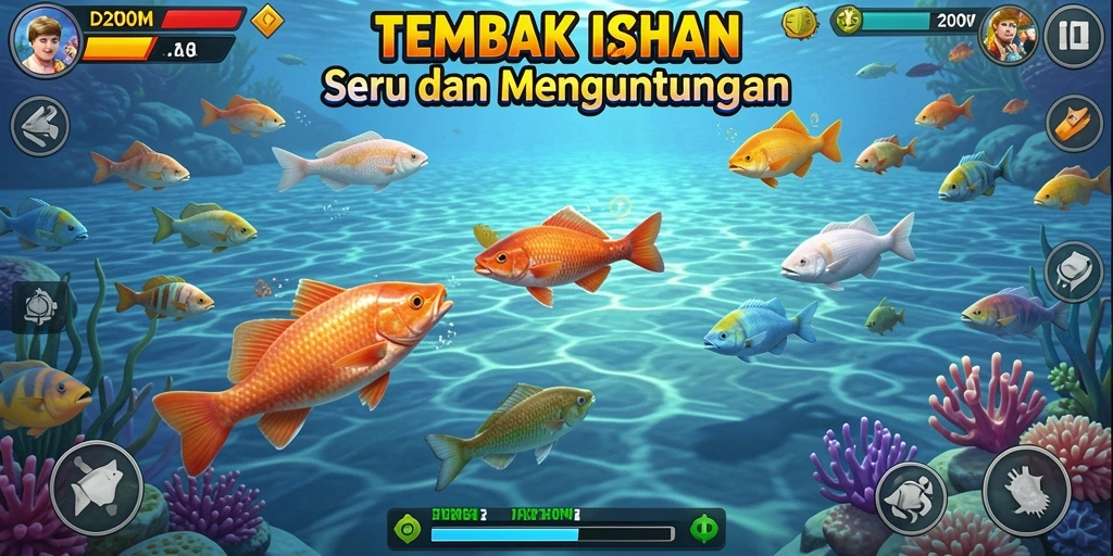 Tampilan gameplay seru Tembak Ikan di D200M.