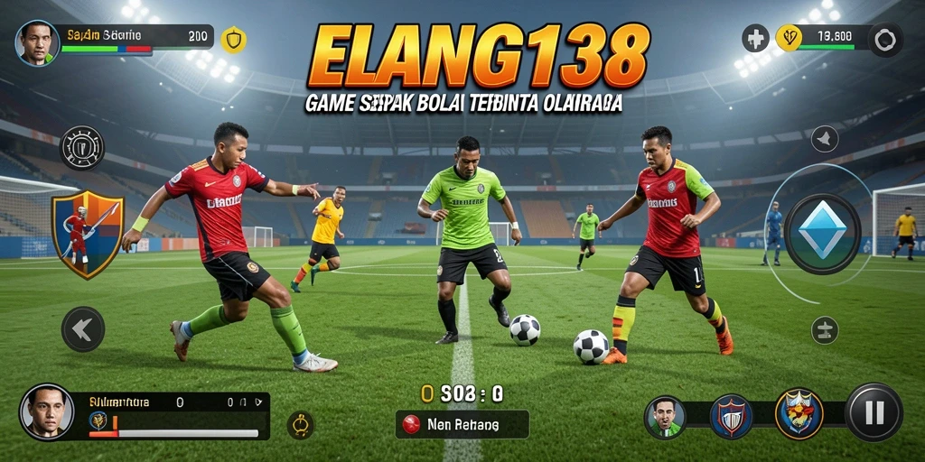 Screenshot ELANG138 menunjukkan aksi permainan sepak bola yang menegangkan.