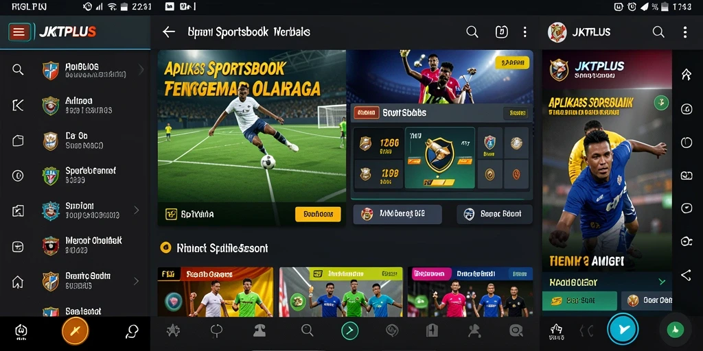Tampilan aplikasi JKTPLUS dengan fitur taruhan olahraga yang menarik.