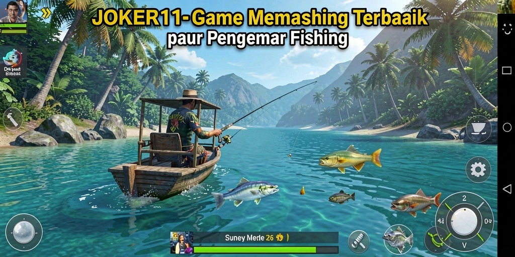 Screenshot menunjukkan gameplay seru JOKER11 dengan variasi ikan yang menarik.