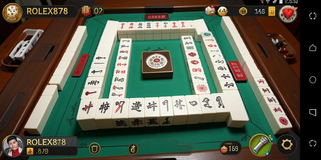 Tampilan gameplay seru dalam ROLEX878 dengan elemen Mahjong yang klasik.