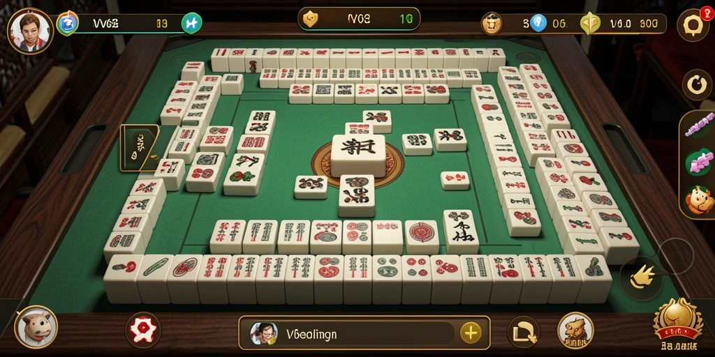 Screenshot gameplay VV62 yang menunjukkan tantangan Mahjong yang menarik.
