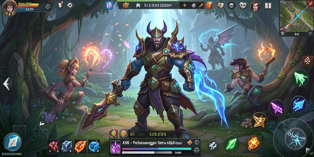 Screenshot utama gameplay X88 menampilkan aksi pertempuran yang seru.