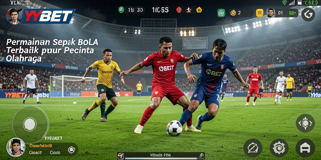 Tampilan gameplay YYBET yang menegangkan dalam lapangan sepak bola virtual.