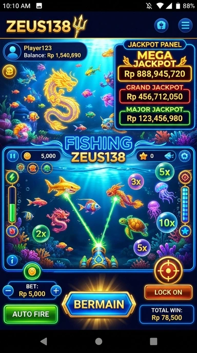 Tampilan utama aplikasi zeus138 yang menarik dan mudah dinavigasi.